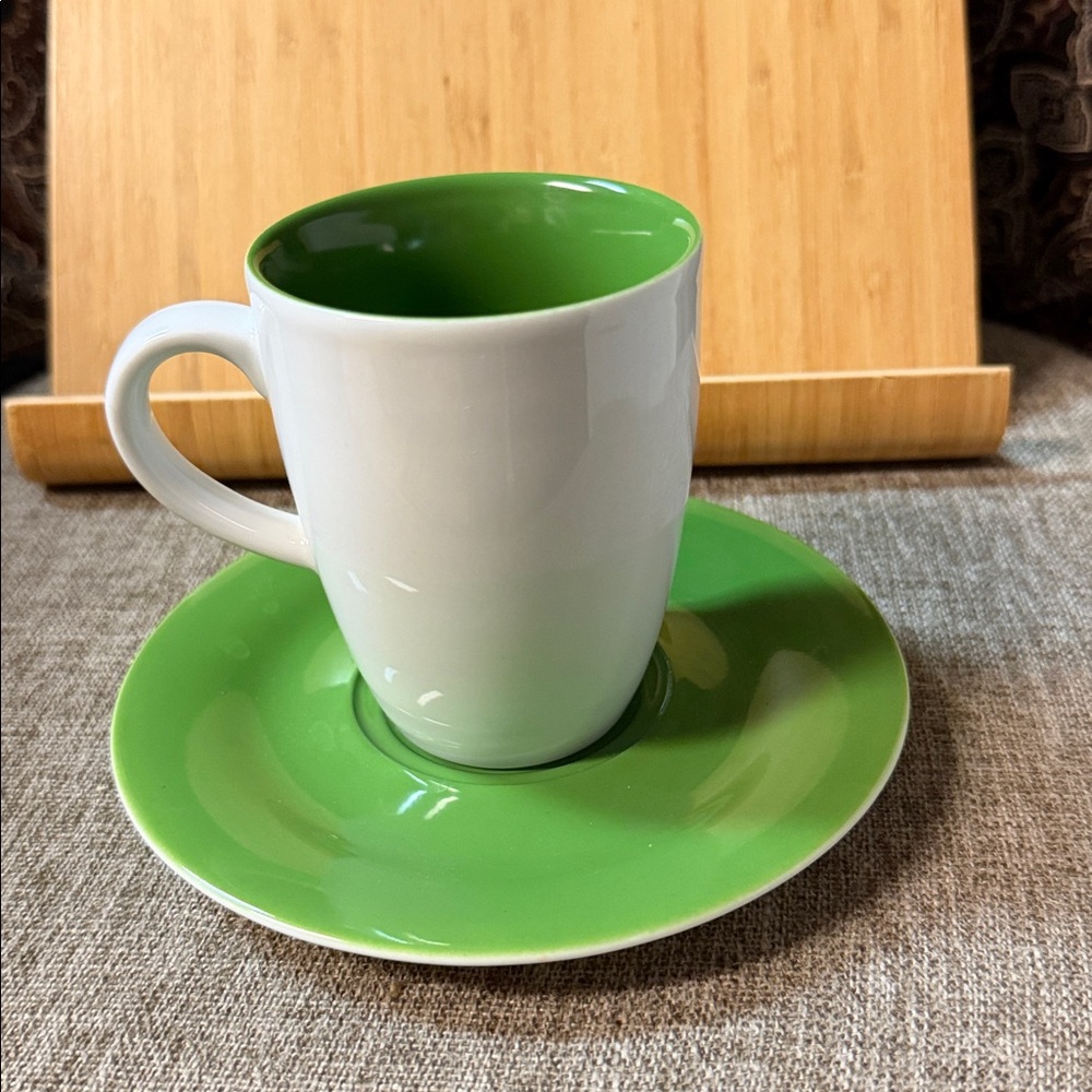 Kahla  Green and White Mug and Saucer Set